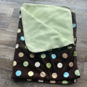 Circo Target Brown Green Blue Tan Polka Dots Blanket Lovey Green Sherpa